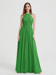 Licou Mousseline Robes Avec Corsage Plissé Vert