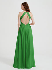 Licou Mousseline Robes Avec Corsage Plissé Vert