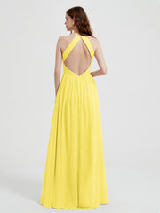 Licou Mousseline Robes Avec Corsage Plissé Citron Grande Taille