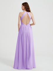 Licou Mousseline Robes Avec Corsage Plissé Lilas Grande Taille