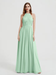 Licou Mousseline Robes Avec Corsage Plissé Vert Menthe Grande Taille