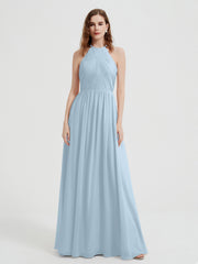 Licou Mousseline Robes Avec Corsage Plissé Brume