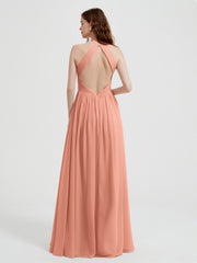 Licou Mousseline Robes Avec Corsage Plissé Papaye Grande Taille