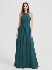 Licou Mousseline Robes Avec Corsage Plissé Paon Grande Taille