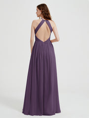 Licou Mousseline Robes Avec Corsage Plissé Plum
