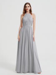 Licou Mousseline Robes Avec Corsage Plissé Argent Grande Taille