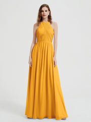 Licou Mousseline Robes Avec Corsage Plissé Mandarine