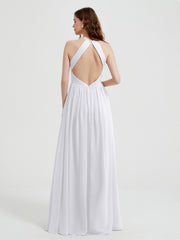 Licou Mousseline Robes Avec Corsage Plissé Blanc