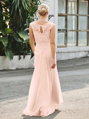 Robe Fourreau Froncée à Col en V avec Haut en Dentelle Rose Perle