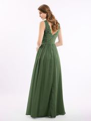 Dentelle Top Et Mousseline Bas Robes Longues Olive Verte