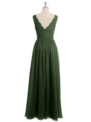 Dentelle Top Et Mousseline Bas Robes Longues Olive Verte