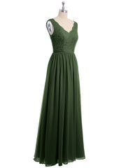 Dentelle Top Et Mousseline Bas Robes Longues Olive Verte