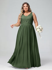 Dentelle Top Et Mousseline Bas Robes Longues Olive Verte Grande Taille