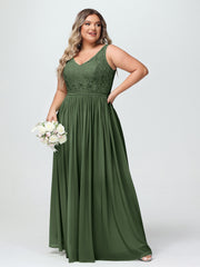 Dentelle Top Et Mousseline Bas Robes Longues Olive Verte Grande Taille