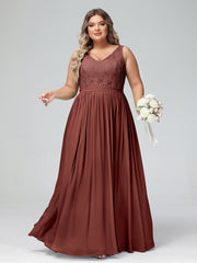 Dentelle Top Et Mousseline Bas Robes Longues terracotta Grande Taille