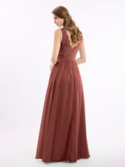 Dentelle Top Et Mousseline Bas Robes Longues terracotta