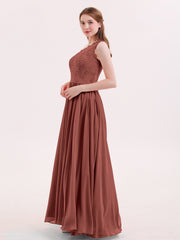 Robes avec Une Epaule Dentelle et Mousseline terracotta Grande Taille
