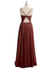 Col en Cœur Mousseline Robe avec Spaghetti Bretelle terracotta Grande Taille