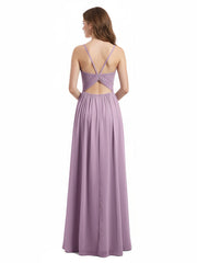 Col en Cœur Mousseline Robe avec Spaghetti Bretelle Glycine