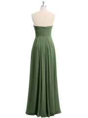 Sans Bretelles Col En Cœur Mousseline Robes Olive Verte