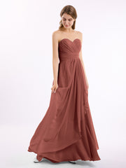Sans Bretelles Col En Cœur Mousseline Robes terracotta