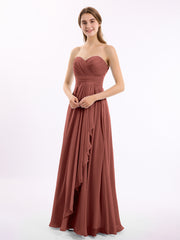 Sans Bretelles Col En Cœur Mousseline Robes terracotta Grande Taille