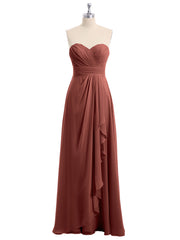 Sans Bretelles Col En Cœur Mousseline Robes terracotta Grande Taille