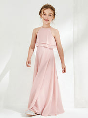 Robes de Demoiselle d'Honneur Junior avec Volants à Deux Couches Rose Poudré