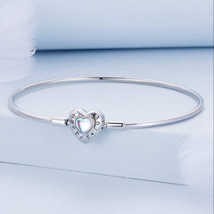 Bracelet Pierre de Lune Coeur Bleu Cadeau Parfait