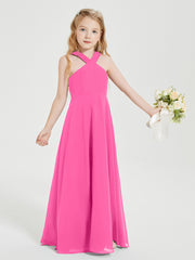 Robes de Demoiselles d'Honneur Junior Longues à Décolleté Grec Azalée