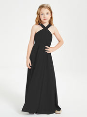 Robes de Demoiselles d'Honneur Junior Longues à Décolleté Grec Noir