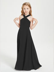 Robes de Demoiselles d'Honneur Junior Longues à Décolleté Grec Noir