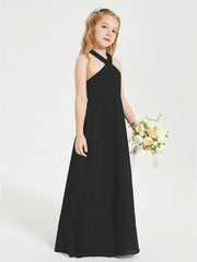 Robes de Demoiselles d'Honneur Junior Longues à Décolleté Grec Noir