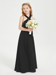 Robes de Demoiselles d'Honneur Junior Longues à Décolleté Grec Noir