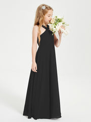 Robes de Demoiselles d'Honneur Junior Longues à Décolleté Grec Noir
