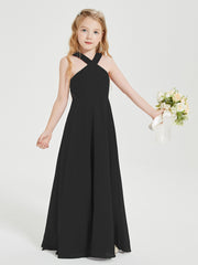 Robes de Demoiselles d'Honneur Junior Longues à Décolleté Grec Noir