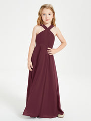 Robes de Demoiselles d'Honneur Junior Longues à Décolleté Grec Cabernet