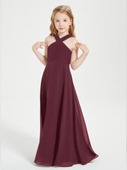 Robes de Demoiselles d'Honneur Junior Longues à Décolleté Grec Cabernet