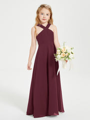 Robes de Demoiselles d'Honneur Junior Longues à Décolleté Grec Cabernet