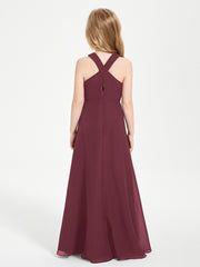 Robes de Demoiselles d'Honneur Junior Longues à Décolleté Grec Cabernet