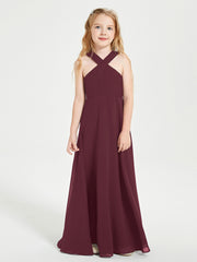 Robes de Demoiselles d'Honneur Junior Longues à Décolleté Grec Cabernet