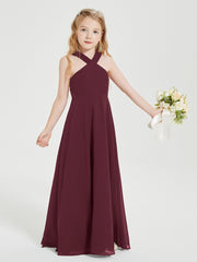 Robes de Demoiselles d'Honneur Junior Longues à Décolleté Grec Cabernet