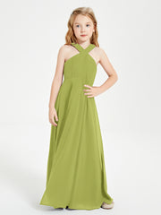 Robes de Demoiselles d'Honneur Junior Longues à Décolleté Grec Trèfle