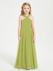 Robes de Demoiselles d'Honneur Junior Longues à Décolleté Grec Trèfle