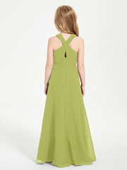 Robes de Demoiselles d'Honneur Junior Longues à Décolleté Grec Trèfle