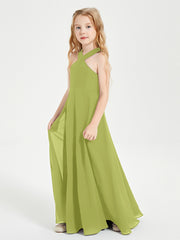 Robes de Demoiselles d'Honneur Junior Longues à Décolleté Grec Trèfle