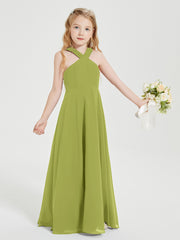 Robes de Demoiselles d'Honneur Junior Longues à Décolleté Grec Trèfle