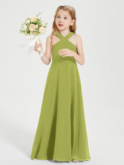Robes de Demoiselles d'Honneur Junior Longues à Décolleté Grec Trèfle