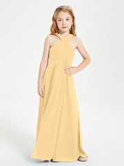 Robes de Demoiselles d'Honneur Junior Longues à Décolleté Grec Or