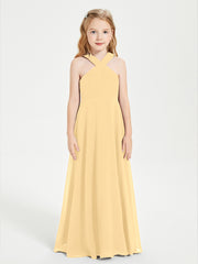Robes de Demoiselles d'Honneur Junior Longues à Décolleté Grec Or